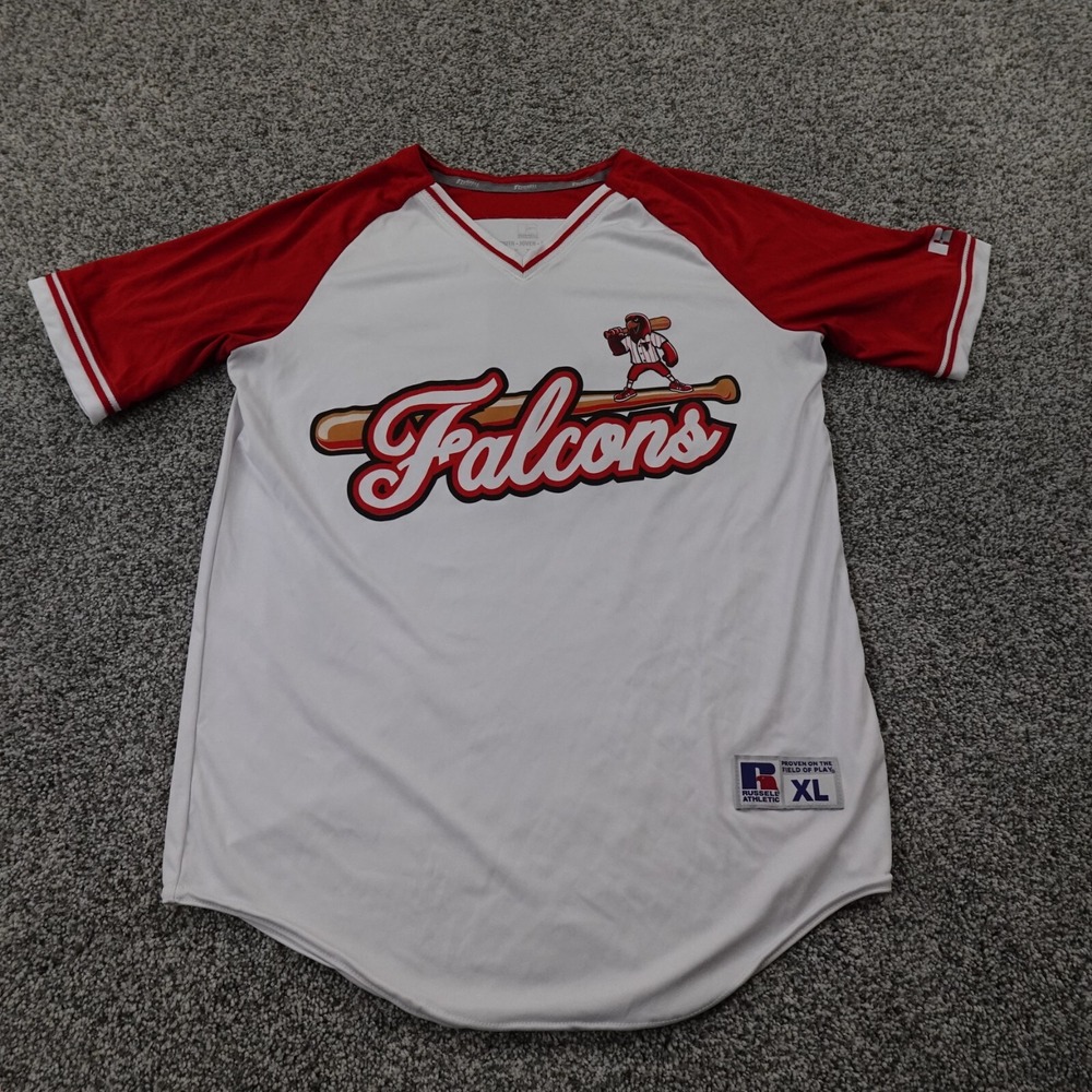 Falcons Shirt Boys XL Red White Graphic Logo Raglan Baseball Jersey Youth Kids